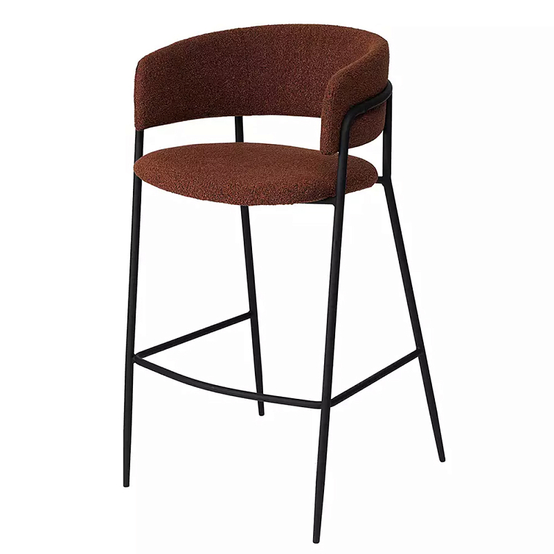 Стул полубарный с каркасом из металла и мягким сиденьем и спинкой Soft and Practical Капучино Терракотовый Стул полубарный с каркасом из металла и мягким сиденьем и спинкой Soft and Practical Капучино Терракотовый в Барнауле | Loft Concept