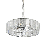 Люстра круглая на цепи цвета хром с прозрачными рельефными хрустальными пластинами Textured Glass Chandelier варинант исполнения - 1 | Loft Concept в Барнауле