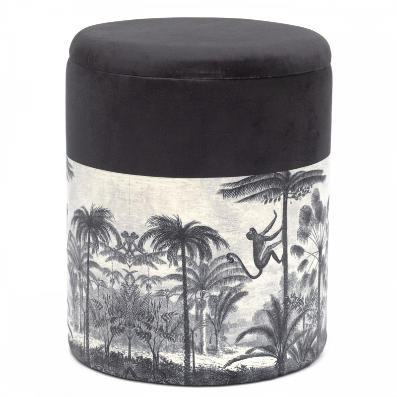 Пуф PUF Jungle Print с крышкой Мульти Черный Пуф PUF Jungle Print с крышкой Мульти Черный в Барнауле | Loft Concept