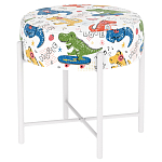 Пуф детский круглый с принтом на 4-х белых ножках Dinosaurs CHILDHOOD варинант исполнения - 1 | Loft Concept в Барнауле