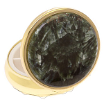 Таблетница карманная круглая с 3-мя отделениями и накладкой из натурального камня Серафинит Gold Stone Pillboxes варинант исполнения - 2 | Loft Concept в Барнауле