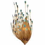 Бра настенное золотое с декором из бирюзовых элементов Peacock Tail варинант исполнения - 2 | Loft Concept в Барнауле