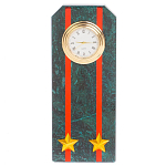 Часы погон ВС подарочные настольные из натурального камня Змеевик Military Clock варинант исполнения - 13 | Loft Concept в Барнауле