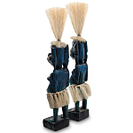 Комплект из 2-х деревянных статуэток Asmat Straw Headdress Statuettes Dark Blue варинант исполнения - 2 | Loft Concept в Барнауле