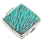 Таблетница карманная квадратная с 2-мя отделениями с зеркалом и накладкой из натурального камня Амазонит Silver Stone Pillboxes варинант исполнения - 1 | Loft Concept в Барнауле