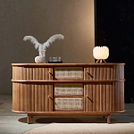 Дизайнерский комод овальный с фактурным фасадом и вставками из плетеных элементов Ambar варинант исполнения - 1 | Loft Concept в Барнауле