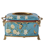 Салфетница прямоугольная голубого цвета с цветами и бабочками Blue Garden варинант исполнения - 1 | Loft Concept в Барнауле