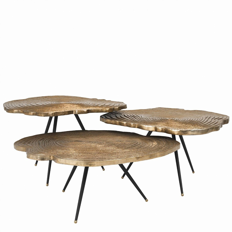 Набор столиков Eichholtz Coffee Table Quercus Set of 3 Черный Латунь Набор столиков Eichholtz Coffee Table Quercus Set of 3 Черный Латунь в Барнауле | Loft Concept