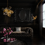 Люстра подвесная со стеклянными плафонами из дымчатого и золотистого с шестью вертикальными подвесками Gilded Mirage  варинант исполнения - 9 | Loft Concept в Барнауле