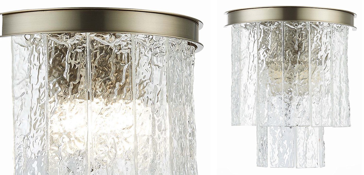 Бра Renea Textured Glass Wall Lamp Nickel Бра Renea Textured Glass Wall Lamp Nickel - Loft-Concept в Барнауле