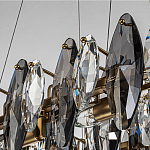 Люстра подвесная с овальными подвесками из стекла дымчатого цвета Harlow Crystal Round варинант исполнения - 3 | Loft Concept в Барнауле