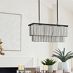 Люстра линейная прямоугольная с подвесками из натурального перламутра Nacre варинант исполнения - 5 | Loft Concept в Барнауле