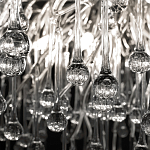 Люстра подвесная с прозрачными стеклянными подвесками в форме капель Диаметр 60 см Droplet Chandelier варинант исполнения - 17 | Loft Concept в Барнауле