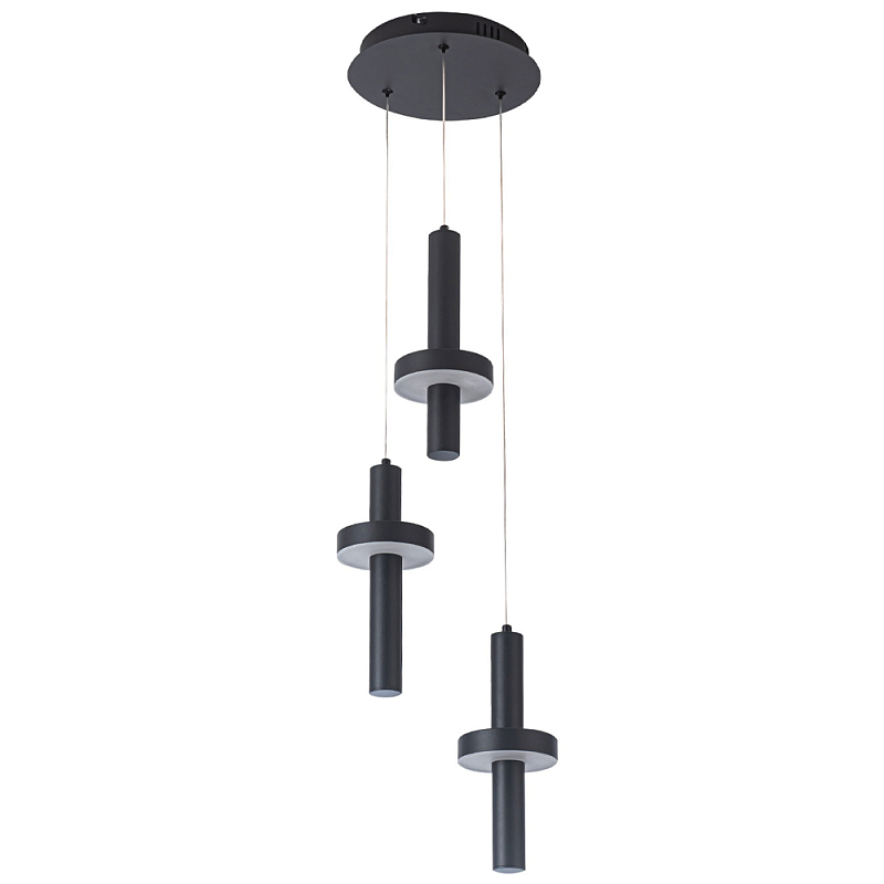 Каскадный светильник с 3-мя плафонами Flos Black Metal Acrylic Trio Hanging Lamp Черный Каскадный светильник с 3-мя плафонами Flos Black Metal Acrylic Trio Hanging Lamp Черный в Барнауле | Loft Concept