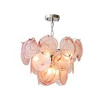 Люстра с каскадом из круглых розовых стеклянных дисков Pink Light Waterfall варинант исполнения - 2 | Loft Concept в Барнауле