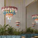 Люстра круглая с декором из разноцветных элементов в виде листьев Changing Seasons варинант исполнения - 12 | Loft Concept в Барнауле