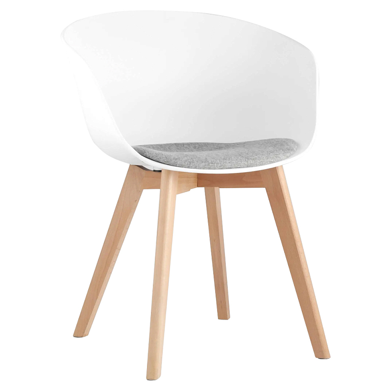 Стул из пластика с мягким сиденьем Eames Белый Бежевый Серый Стул из пластика с мягким сиденьем Eames Белый Бежевый Серый в Барнауле | Loft Concept