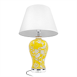 Настольная лампа желтая с изображением белых птиц Flight Among Acacia варинант исполнения - 3 | Loft Concept в Барнауле