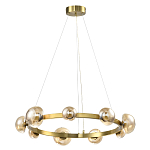 Люстра подвесная светодиодная с 9-ю круглыми плафонами коньячного цвета Iona Chandelier Brass  варинант исполнения - 1 | Loft Concept в Барнауле