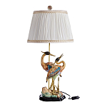 Настольная лампа с абажуром и основанием в виде двух цапель Porcelain Heron Lamp варинант исполнения - 1 | Loft Concept в Барнауле