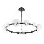 Люстра подвесная круглая с 12-ю прозрачными куполообразными плафонами и черным металлическим основанием Flos Wireline Lighting варинант исполнения - 2 | Loft Concept в Барнауле
