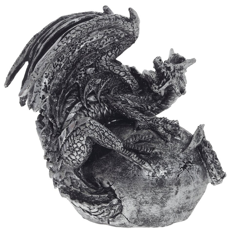 Декоративная статуэтка Дракон Silver Dragon Statuette Черно-серебристый в Барнауле | Loft Concept 