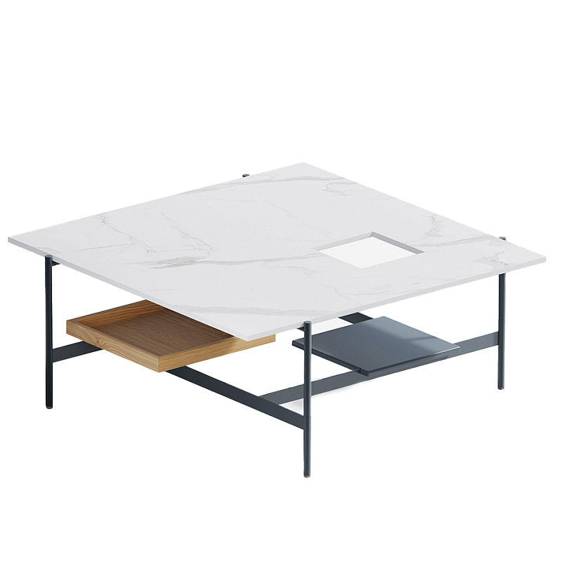 Karat журнальный столик с съемным подносом Графит Белый Мрамор Bianco в Барнауле | Loft Concept 