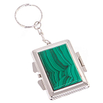 Зеркало брелок складное двухстороннее из натурального камня Малахит Stone Mirrors варинант исполнения - 1 | Loft Concept в Барнауле