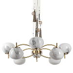 Люстра подвесная с 8-ю шарообразными плафонами из белого стекла с подвесками из камня и кисточками Agatelle варинант исполнения - 1 | Loft Concept в Барнауле