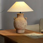 Настольная лампа керамическая с ручками и тканевым абажуром Eastern Tale варинант исполнения - 1 | Loft Concept в Барнауле