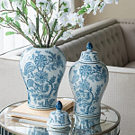 Ваза с крышкой и голубым цветочным рисунком на белом фоне Blue & White Ornament варинант исполнения - 5 | Loft Concept в Барнауле