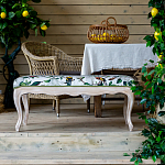 Банкетка из натурального бука золотистая с изображением птиц и цветов Blooming Birds варинант исполнения - 4 | Loft Concept в Барнауле