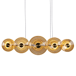 Люстра подвесная светодиодная со стеклянными плафонами янтарного цвета в форме дисков Savio Glass Disc варинант исполнения - 1 | Loft Concept в Барнауле