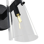 Бра конусообразной формы из прозрачного акрила и черной стали Glass Cylinder Black варинант исполнения - 4 | Loft Concept в Барнауле