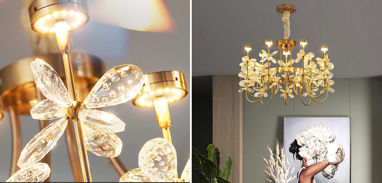 Люстра с хрустальными цветами Crystal Flowers Chandelier Люстра с хрустальными цветами Crystal Flowers Chandelier - Loft-Concept в Барнауле