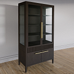 Витрина Primo со стеклянными фасадами и буфетом шпон Темный орех варинант исполнения - 3 | Loft Concept в Барнауле