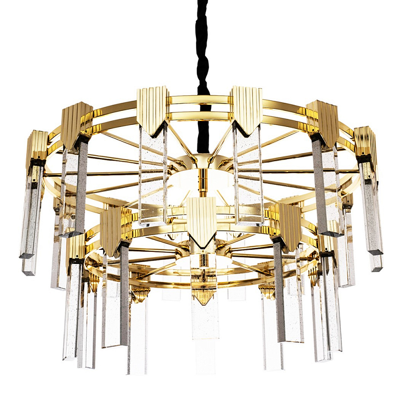 Двухъярусная люстра с прямоугольными хрустальными плафонами Glass Rectangles Gold Chandelier 76 Золотой Прозрачное Стекло Черный Двухъярусная люстра с прямоугольными хрустальными плафонами Glass Rectangles Gold Chandelier 76 Золотой Прозрачное Стекло Черный в Барнауле | Loft Concept