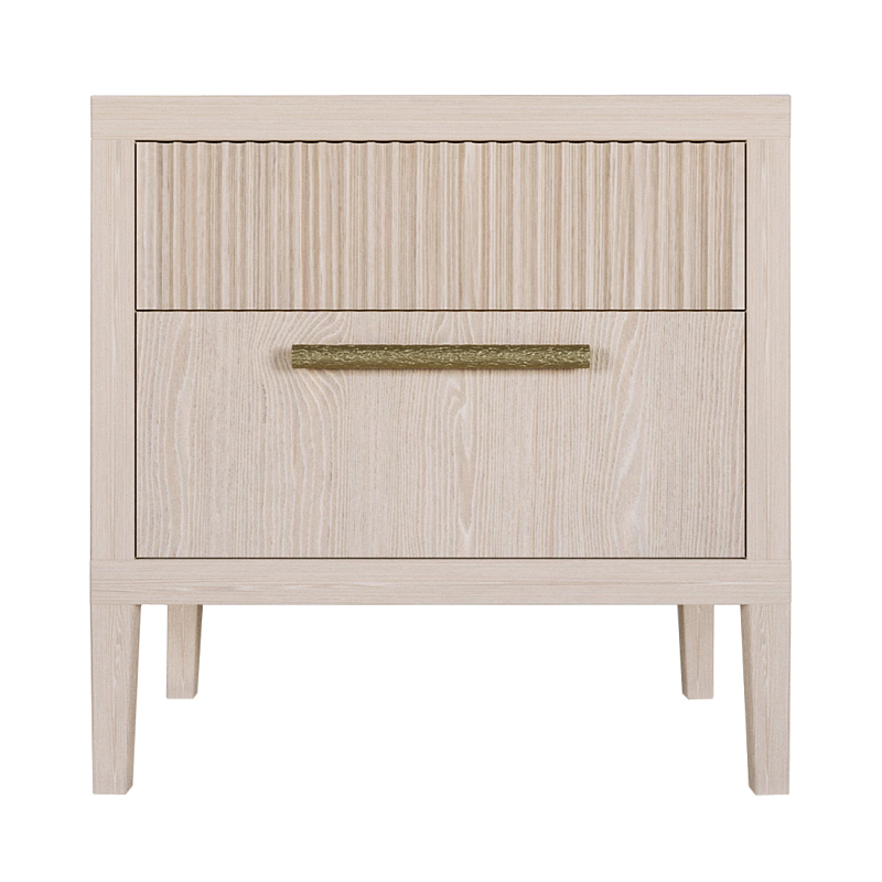 Прикроватная Тумбочка Primo с двумя ящиками Светлый дуб Древесина Золотой в Барнауле | Loft Concept 