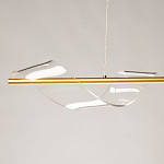 Люстра линейная золотистого цвета с двумя прозрачными волнистыми элементами Wave Line варинант исполнения - 4 | Loft Concept в Барнауле