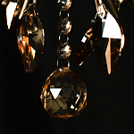 Люстра подвесная круглая с тканевым полупрозрачным абажуром и подвесками 4 лампы Gilded Elegance варинант исполнения - 7 | Loft Concept в Барнауле