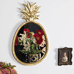 Зеркало овальной формы с золотистой рамкой и декоративной верхушкой в виде ананаса Pineapple Shine  варинант исполнения - 2 | Loft Concept в Барнауле