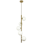 Подвесной светильник с 5-ю сферическими плафонами из матового стекла Pearls Suspension Brass Tube Hanging Lamp варинант исполнения - 2 | Loft Concept в Барнауле