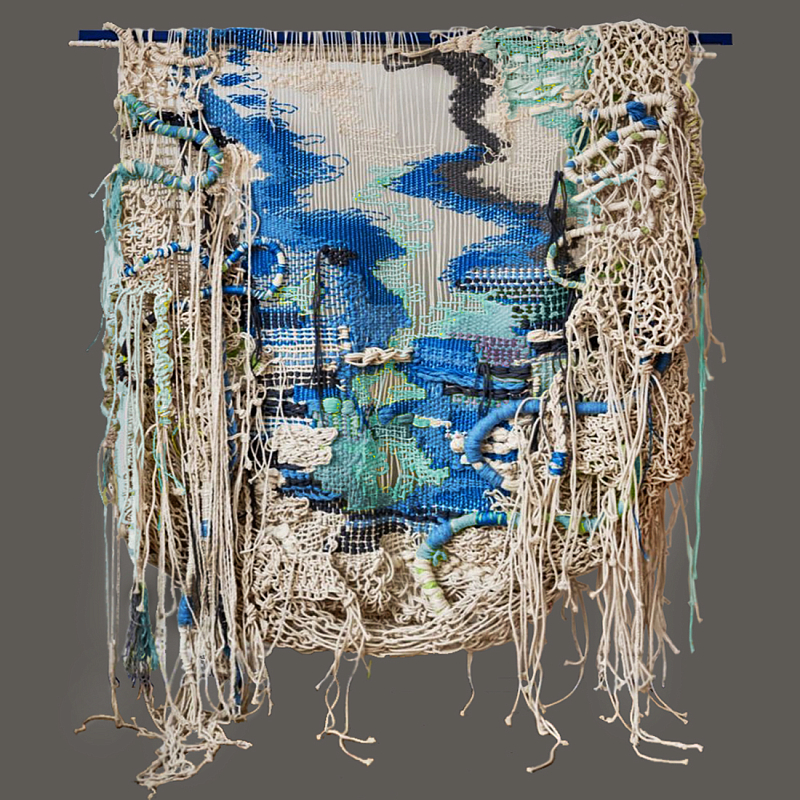 Эко декор на стену из нитей Wall decor Mermaid Синий Бежевый в Барнауле | Loft Concept 