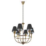 Люстра на металлическом основании бронзового цвета с 6-ю черными конусовидными абажурами Dignity варинант исполнения - 4 | Loft Concept в Барнауле