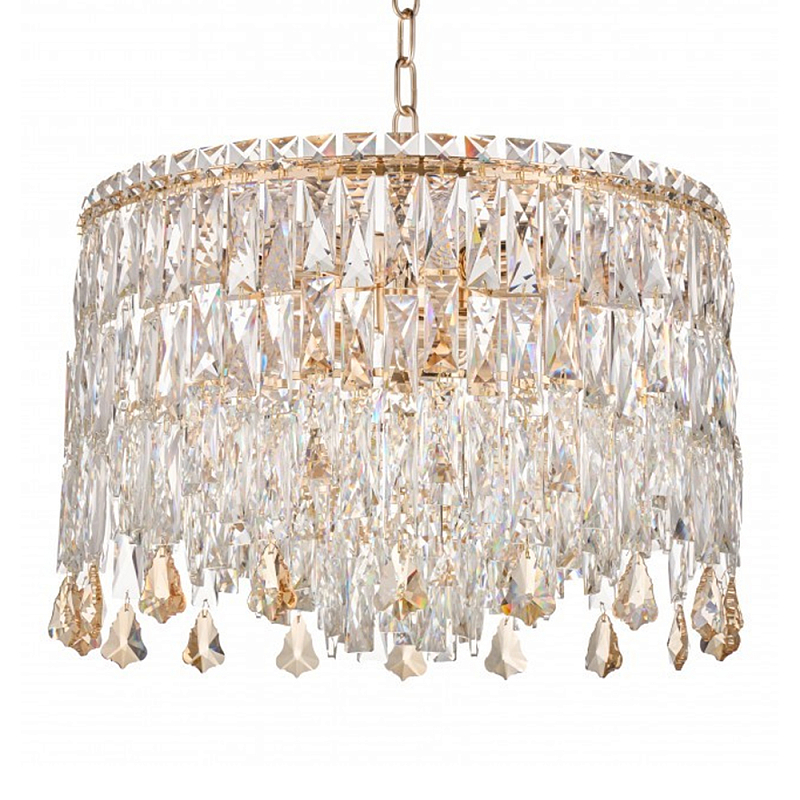 Люстра круглая с хрустальными подвесками на золотистом каркасе Roul Crystal Light Золотой Прозрачный Люстра круглая с хрустальными подвесками на золотистом каркасе Roul Crystal Light Золотой Прозрачный в Барнауле | Loft Concept