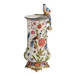 Ваза фарфоровая с птицей на бронзовой ветке и цветочной росписью Garden of Eden варинант исполнения - 2 | Loft Concept в Барнауле