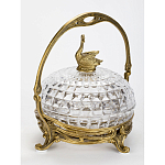 Конфетница из прозрачного рельефного стекла с ручкой и фигуркой лебедя Eden Garden варинант исполнения - 3 | Loft Concept в Барнауле