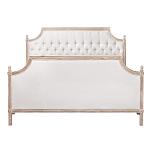 Кровать двуспальная светло-бежевая с основанием из массива дуба с мягким изголовьем Flax Beds варинант исполнения - 1 | Loft Concept в Барнауле