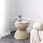 Дизайнерский журнальный стол фактурный с круглой белой столешницей Luler варинант исполнения - 1 | Loft Concept в Барнауле