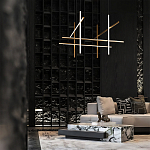 Люстра с 6-ю  пересекающимися цилиндрическими плафонами на тонких тросах Trumpet tube варинант исполнения - 8 | Loft Concept в Барнауле